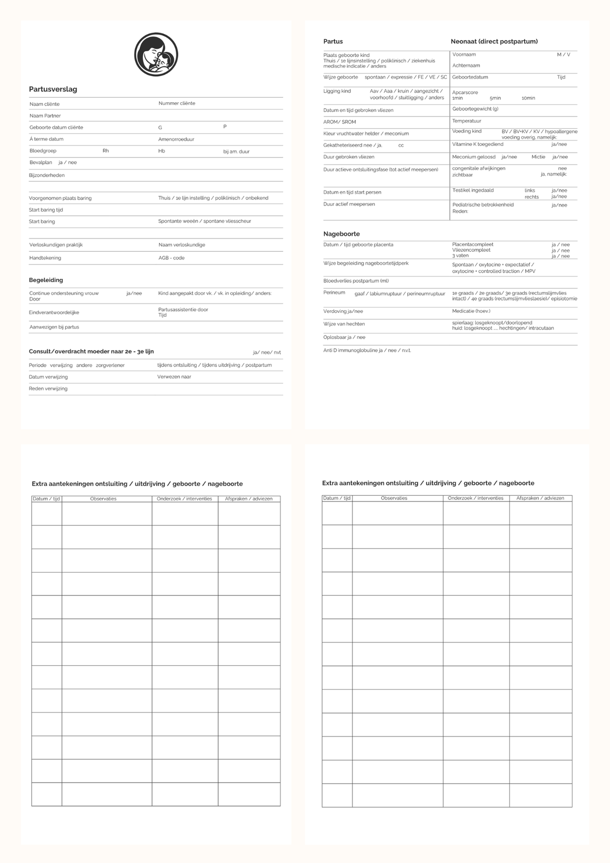 Partusverslag ZZP Canva template
